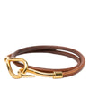 Hermès Gold Plated and Leather Jumbo Hook Double Tour Bracelet Secondhand