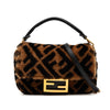Fendi Mini Zucca Shearling Chain Baguette Satchel Secondhand