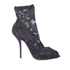 Secondhand Dolce & Gabbana Black Stretch Lace Peep-Toe Ankle Boots