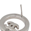 Chanel Silver Plated CC Rhinestones Round Push Back Earrings Secondhand