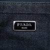 Secondhand Prada Studded Denim Canapa Logo Satchel