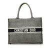Dior Medium Canvas Houndstooth Embroidered Book Tote Secondhand
