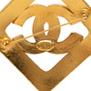 Chanel CC Gold Plated Rhombus Diamond Brooch Secondhand