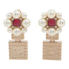 Chanel CC Gold Plated Faux Pearl Strass Push Back Earrings Secondhand