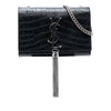 Saint Laurent Small Croc Embossed Leather Monogram Kate Tassel Crossbody Secondhand