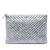 Chanel Large Chevron Metallic Aged Calfskin O Case Clutch Secondhand