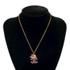 Chanel Gold Plated Rhinestone CC and Camellia Hat Pendant Necklace Secondhand