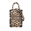 Dior Mizza Mini Embroidered Canvas Leopard Vertical Book Tote Secondhand