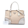 Prada Small Canvas and City Calf Stitch Galleria Double Zip Satchel Secondhand