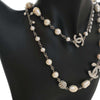 Chanel CC Brass Strass Faux Pearl Baroque Chain Long Necklace Secondhand