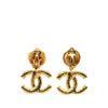 Chanel Gold Plated CC Drop Clip On Earrings Secondhand