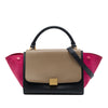 Celine Small Tricolor Calfskin and Suede Trapeze Satchel Secondhand