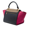 Celine Small Tricolor Calfskin and Suede Trapeze Satchel Secondhand