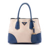 Prada Small Saffiano Cuir Trimmed Canvas Double Satchel Secondhand