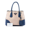 Prada Small Saffiano Cuir Trimmed Canvas Double Satchel Secondhand