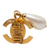 Chanel CC Gold Plated Faux Pearl Drop Turn Lock Clip On Earrings Secondhand