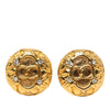 Chanel CC Gold Plated Strass Round Clip On Earrings Secondhand