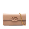 Valentino Grainy Calfskin VLogo Wallet on Chain Secondhand