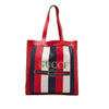 Tricolor Canvas & Leather Logo Tote - '10s Second-hand