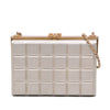 Chanel Chocolate Bar Metallic Lambskin Frame Clutch with Chain Secondhand