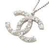 Chanel CC Stainless Steel Rhinestone Pendant Necklace Secondhand