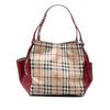 Burberry Small Leather Trimmed Haymarket Check Coated Canvas Canterbury Tote Secondhand