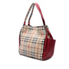 Burberry Small Leather Trimmed Haymarket Check Coated Canvas Canterbury Tote Secondhand