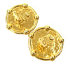 Chanel CC Gold Plated Round Clip On Earrings Secondhand