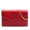 Saint Laurent Grain De Poudre Chevron Monogram Envelope Wallet on Chain Secondhand