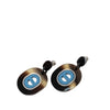 Hermès Buffalo Horn Lacquered and Palladium Plated Fidelio Village Drop Bullet Back Earrings Secondhand