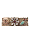 Chanel CC Gold Plated Enamel and Strass Flower Owl Brooch Secondhand