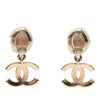 Chanel CC Gold Plated Crystal and Faux Pearl Drop Bullet Back Earrings Secondhand
