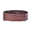 Secondhand Lanvin Vintage Brown Leather Wide Waist Belt with Antiqued Brass Buckle 