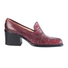 Secondhand Miu Miu Burgundy Python Leather Block Heel Penny Loafers
