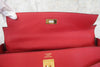 Secondhand Hermes Kelly Handbag Red Clemence with Gold Hardware