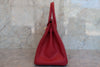 Hermes Birkin Handbag Red Courchevel with Gold Hardware