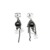 Chanel Silver CC Chain Drop Push Back Earrings Secondhand