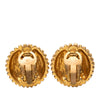 Chanel CC Gold Plated Sunburst Round Clip On Earrings Secondhand