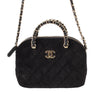 Chanel Quilted Velvet Coco Clutch With Chain Secondhand