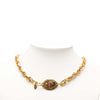 Chanel CC Gold Plated Oval Medallion Pendant Double Chain Necklace Secondhand