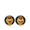 Chanel CC Gold Plated and Enamel Round Button Clip On Earrings Secondhand