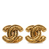 Chanel CC Gold Plated Quilted Clip On Earrings Secondhand