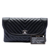 Chanel CC Chevron Lambskin Round Flap Clutch Secondhand