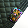 Secondhand Chanel Old Medium Quilted Iridescent Goatskin Rainbow Hardware Boy Flap