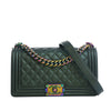 Secondhand Chanel Old Medium Quilted Iridescent Goatskin Rainbow Hardware Boy Flap