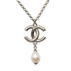 Chanel CC Brass Strass and Faux Pearl Pendant Necklace Secondhand