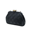 Chanel CC Quilted Lambskin Double Stitch Kiss Lock Clutch with Chain Secondhand