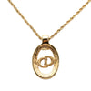 Dior Gold Plated Strass CD Logo Oval Pendant Necklace Secondhand