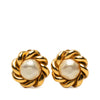Chanel Gold Plated Faux Pearl Flower Clip On Earrings Secondhand