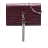 Saint Laurent Croc Embossed Leather Monogram Kate Tassel Wallet on Chain Secondhand